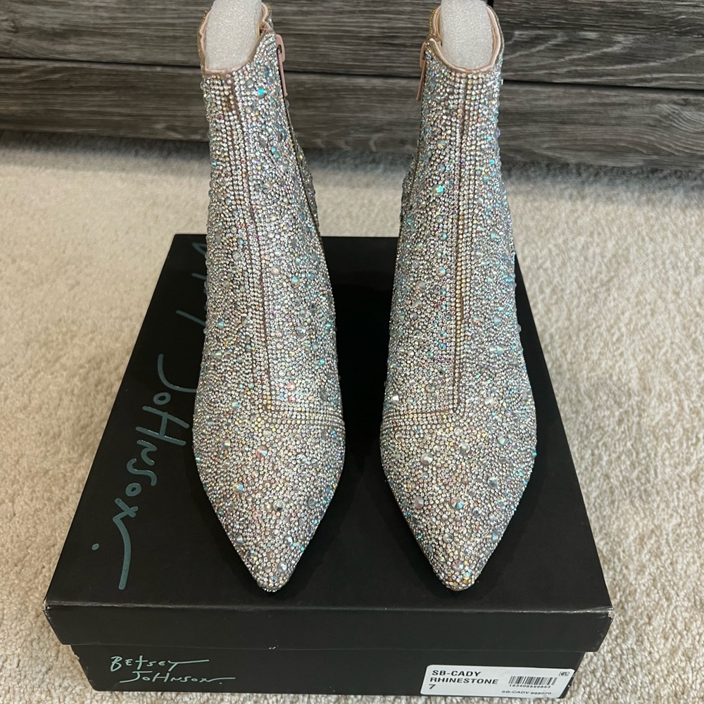 Betsey Johnson Glittering Silver Rhinestone Booties - Picture 5 of 7